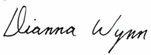 A handwritten signature that reads "Dianna Wynn.